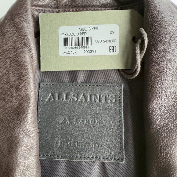 Men’s ALLSAINTS Tyson Leather Biker Jacket XXL - Picture 2 of 7